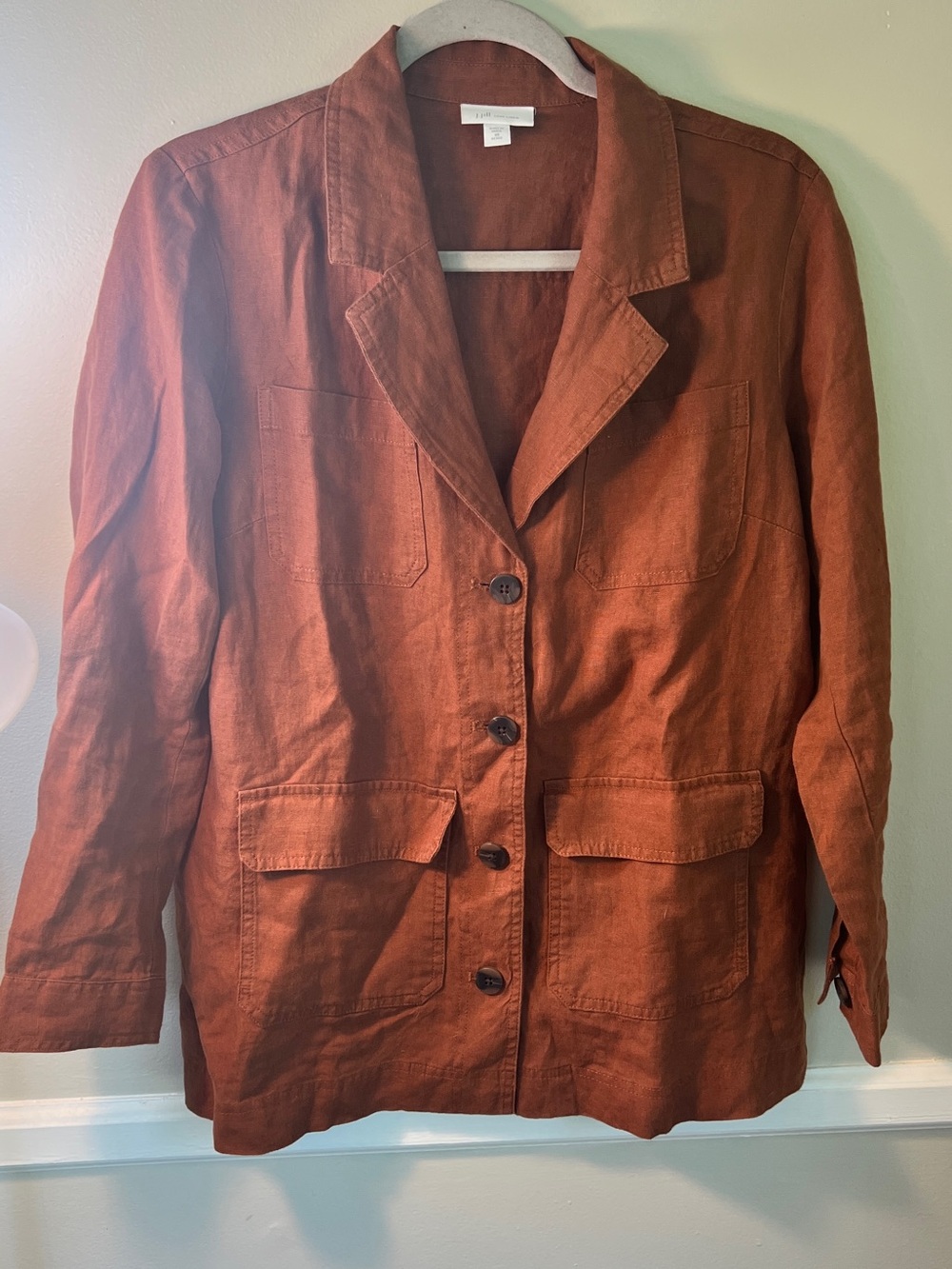 J. Jill Women's Rust Button-Front Linen Blazer